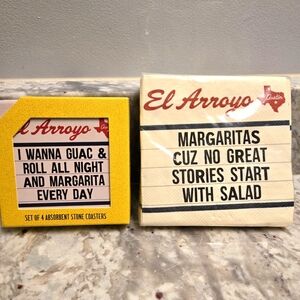 El Arroyo Famous Marquee Sign Messages Stone Coasters Set and Party Napkins
